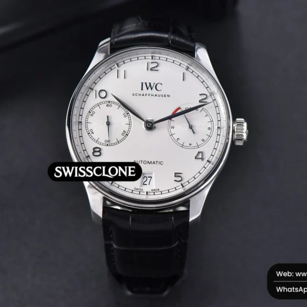 IWC Portuguese Real PR IW500104 42mm White Dial Black Leather High Resolution View